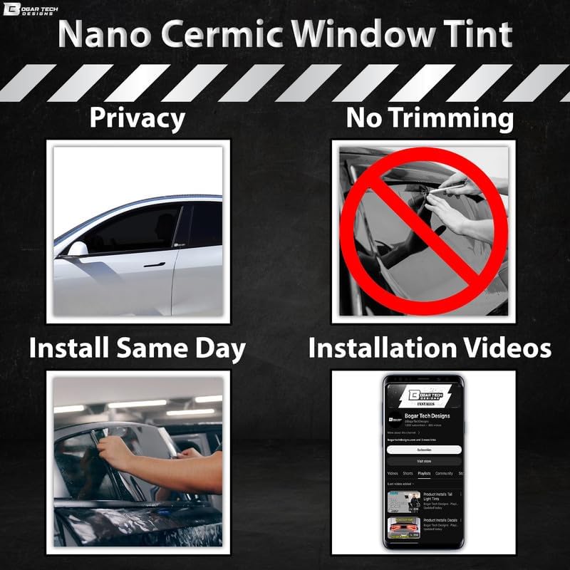 BOGAR TECH DESIGNS - Premium Nano Ceramic Precut Window Tint Film Kit Compatible with Ford Superduty F250 F350 F450 F550 Crew Cab 2017-2024 Front, 5% - Image 4